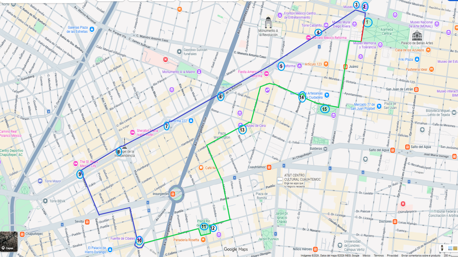 Mapa del Recorrido Mundialista