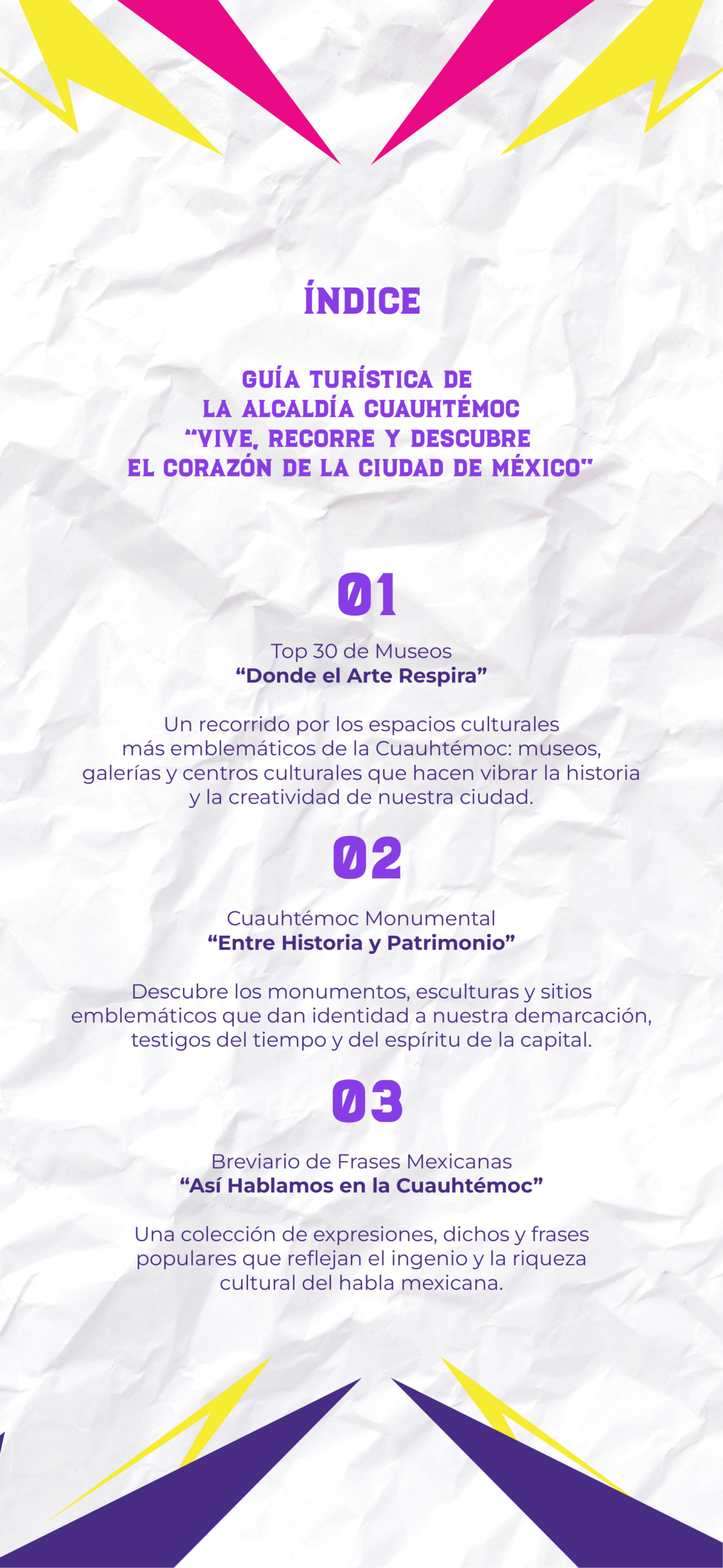 Índice Guía Turística Alcaldía Cuauhtémoc